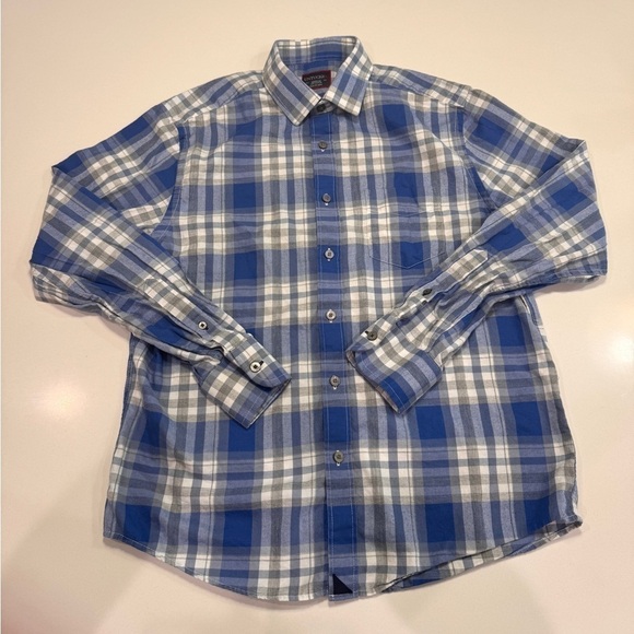 UNTUCKit Other - EUC UNTUCKit Mens 100% Cotton Long Sleeve Blue Plaid Shirt Medium Casual Comfort